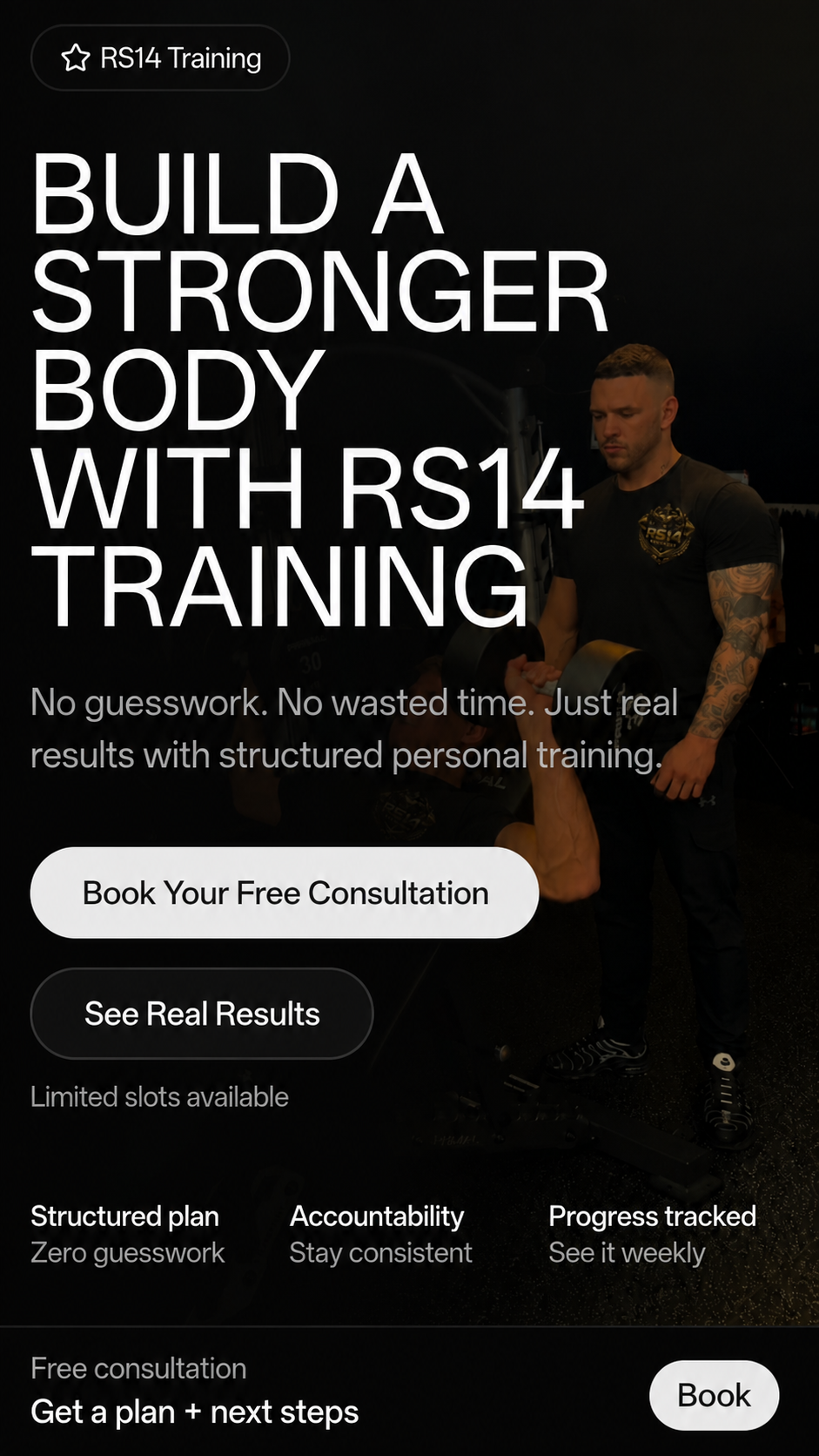 RS14 Training homepage on a mobile layout
